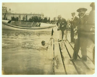 E. Rausche of Germany Winning One Mile Swimming Championship, 1904 Olympics